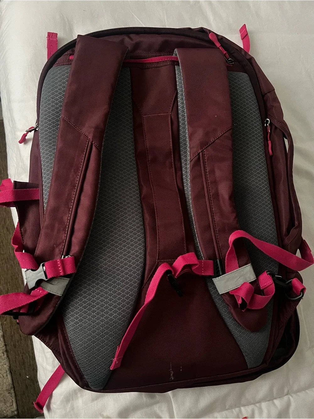 Embark Burgundy Backpack with Pink Accents